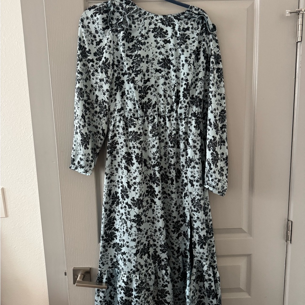 Floral Black and Light Bue Women's Dress